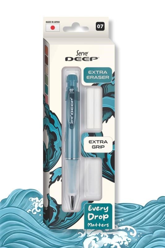 Serve Deep 0.7 mm Kalem Grip & Silgi Yedekli Set – Okyanus Mavisi Renkli Versatil Kalem Seti