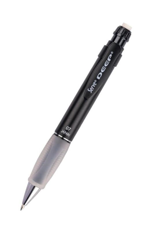 Serve Deep 3’lü Okul Seti – Metalik Siyah 0.7 mm Mekanik Versatil Kalem + 0.7 mm Min + Siyah Silgi