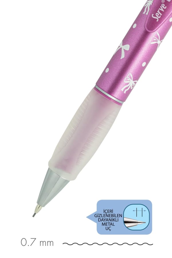Serve Deep Pre Pembe Kurdele Desenli Versatil Kalem 0.7 mm