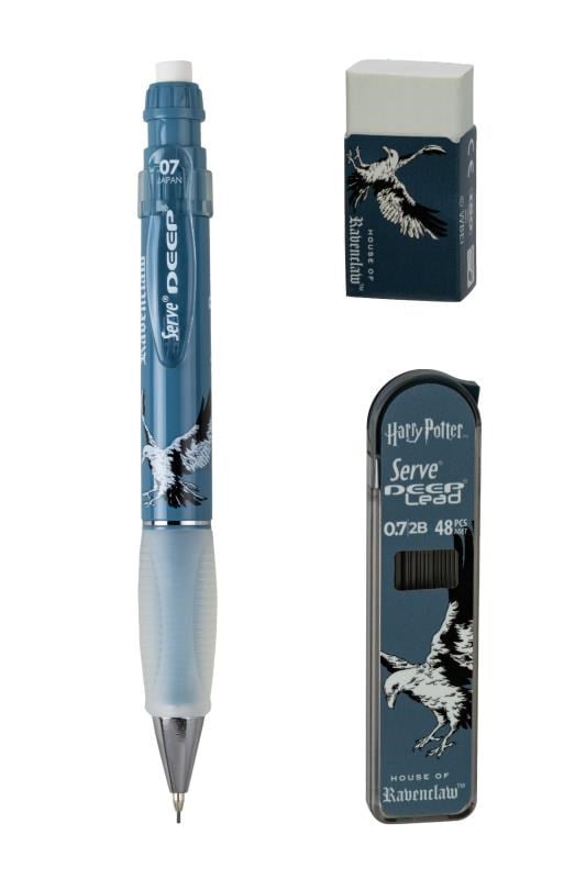 Serve Deep Üçlü Set 0.7 mm – Harry Potter Koleksiyonu Mekanik Versatil Kalem, 2B Min (48’li) & PVC’siz Silgi Seti - Lacivert
