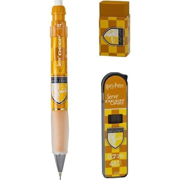 Serve Deep Üçlü Set 0.7 mm Mekanik Versatil Kalem – Harry Potter Hufflepuff Damalı - Sarı