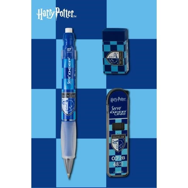 Serve Deep Üçlü Set 0.7 mm Mekanik Versatil Kalem – Harry Potter Ravenclaw Damalı - Mavi