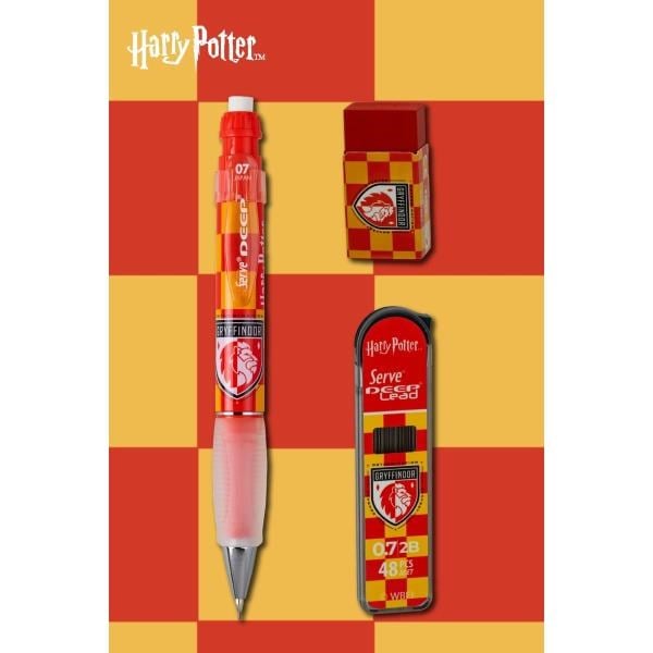 Serve Deep Üçlü Set 0.7 mm Mekanik Versatil Kalem – Harry Potter Gryffindor Damalı - Kırmızı