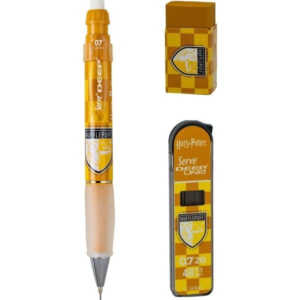 Serve Deep Üçlü Set 0.7 mm Mekanik Versatil Kalem – Harry Potter Hufflepuff Damalı - Sarı