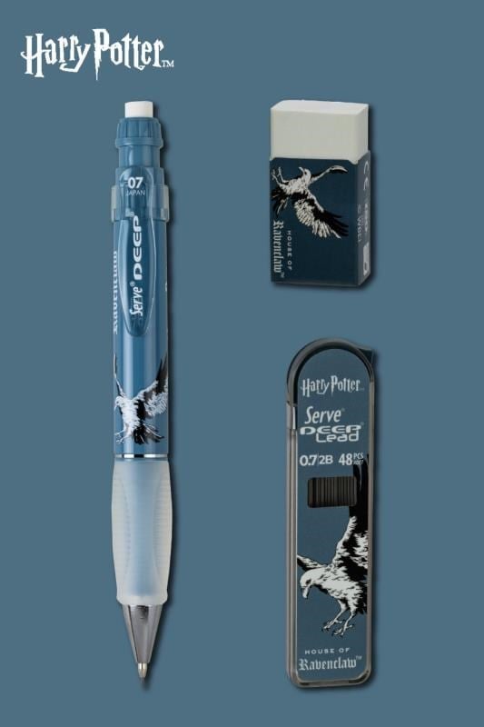 Serve Deep Üçlü Set 0.7 mm – Harry Potter Koleksiyonu Mekanik Versatil Kalem, 2B Min (48’li) & PVC’siz Silgi Seti - Lacivert