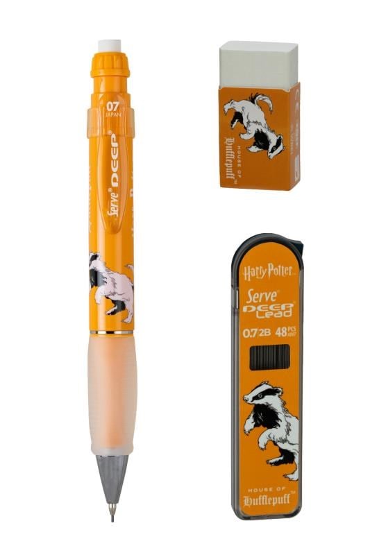 Serve Deep Üçlü Set 0.7 mm – Harry Potter Koleksiyonu Mekanik Versatil Kalem, 2B Min (48’li) & PVC’siz Silgi Seti - Hardal Sarı