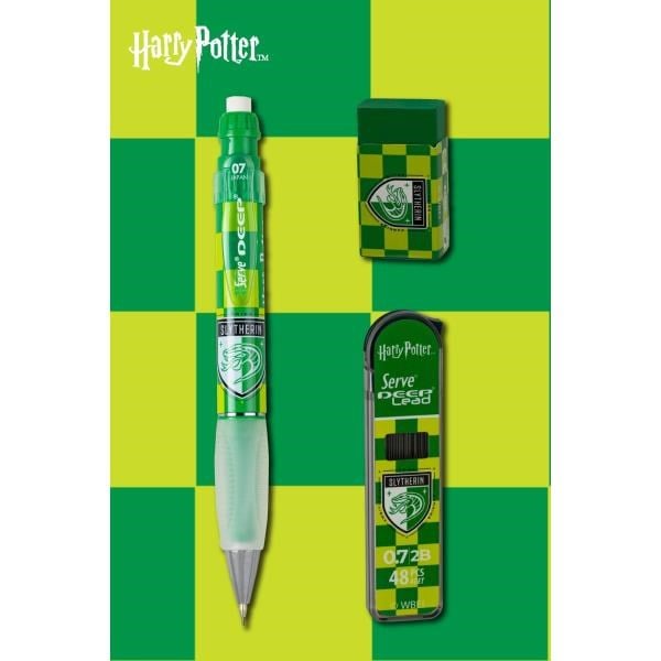 Serve Deep Üçlü Set 0.7 mm Mekanik Versatil Kalem – Harry Potter Slytherin Damalı - Yeşil