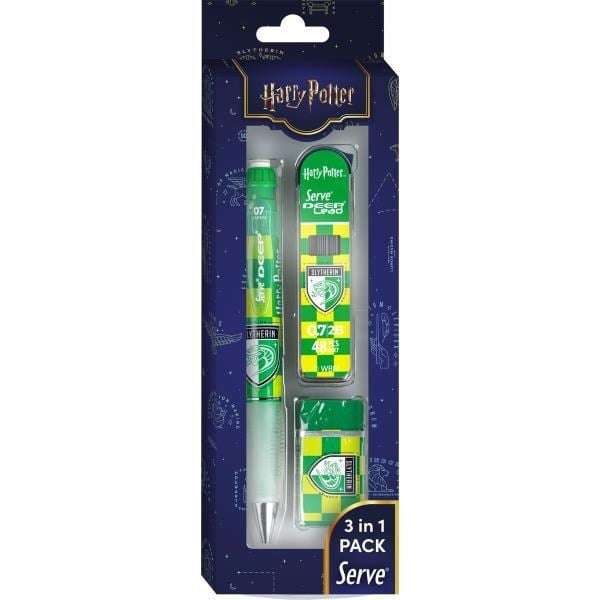 Serve Deep Üçlü Set 0.7 mm Mekanik Versatil Kalem – Harry Potter Slytherin Damalı - Yeşil