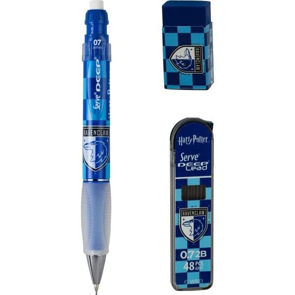Serve Deep Üçlü Set 0.7 mm Mekanik Versatil Kalem – Harry Potter Ravenclaw Damalı - Mavi