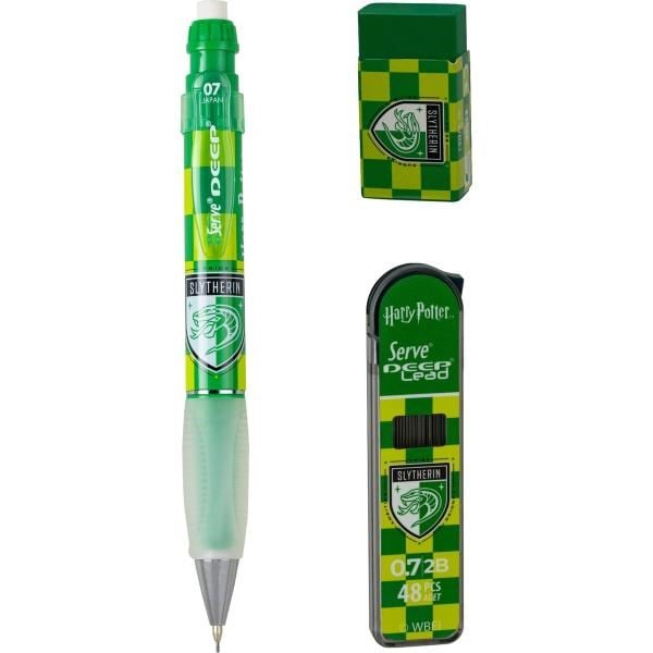 Serve Deep Üçlü Set 0.7 mm Mekanik Versatil Kalem – Harry Potter Slytherin Damalı - Yeşil