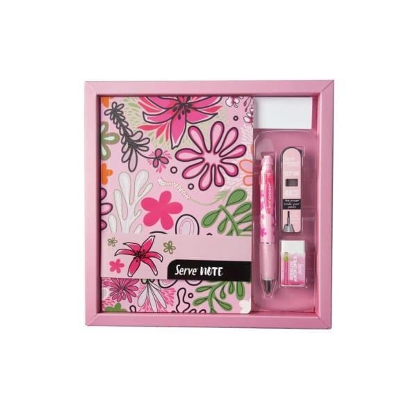Serve Defter Seti Desenli Şeker Pembe Kutulu