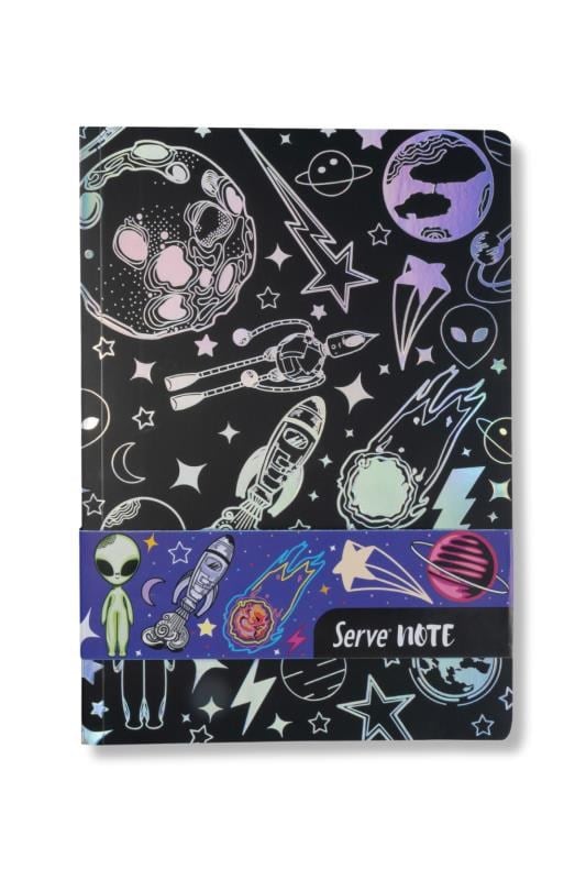 Serve Defter Seti Uzay Serisi Siyah Kutulu SV-NTSETUZYSY – Uzay Temalı Defter, 0.7 mm Mekanik Kalem, 48’li Yedek Uç, Silgi