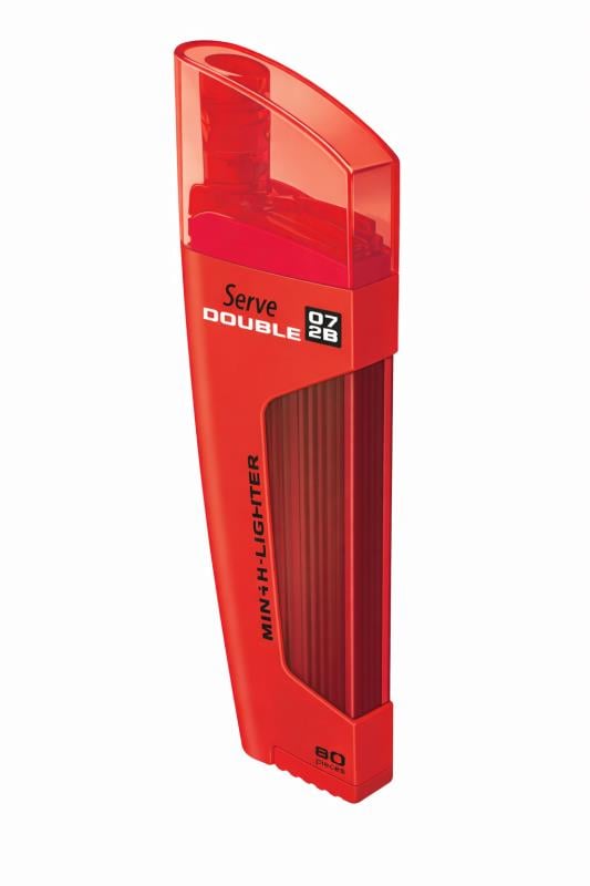 Serve Double Min 0.7 2B + Fosforlu Kalem Kırmızı | 80 Adet 0.7 mm Kalem Ucu | 2’si 1 Arada
