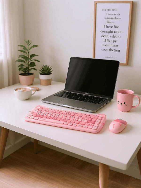 Sevimli Kedi Kablosuz Klavye ve Mouse Seti Bluetooth + 2.4G Dual Mode