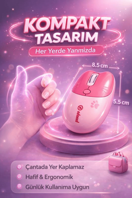 Sevimli Kedi Kablosuz Pembe Mouse Bluetooth + 2.4G Dual Mode Catmouse