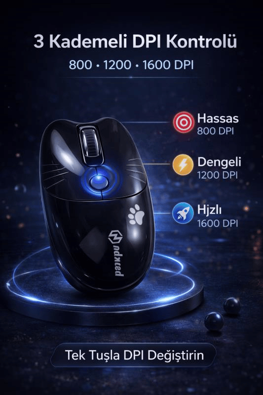 Sevimli Kedi Kablosuz Siyah Mouse Bluetooth + 2.4G Dual Mode Catmouse