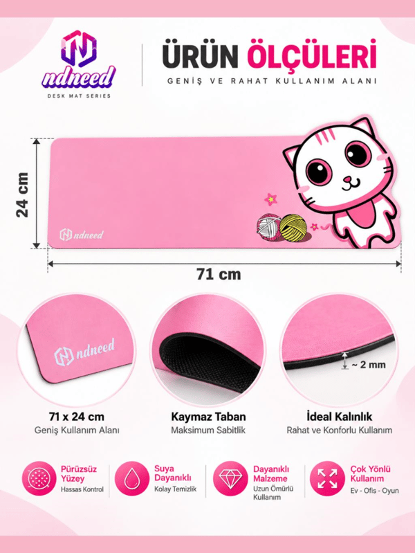 Sevimli Kedi Klavye Mouse Masaüstü Matı ND-MAT Klavye Mouse Pad