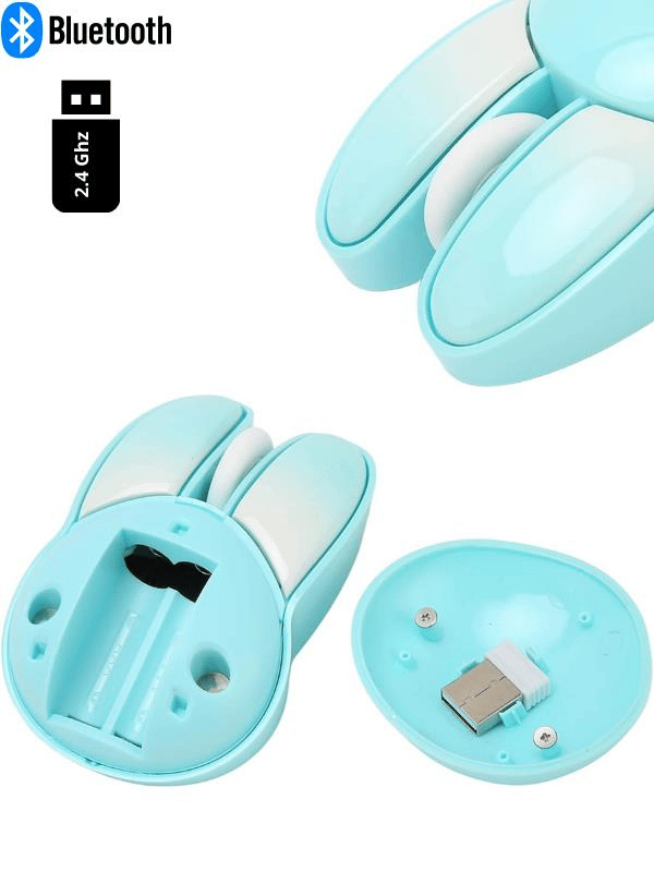 Sevimli Tavşan 3D Mavi Mouse Bluetooth + 2.4G Dual Mode