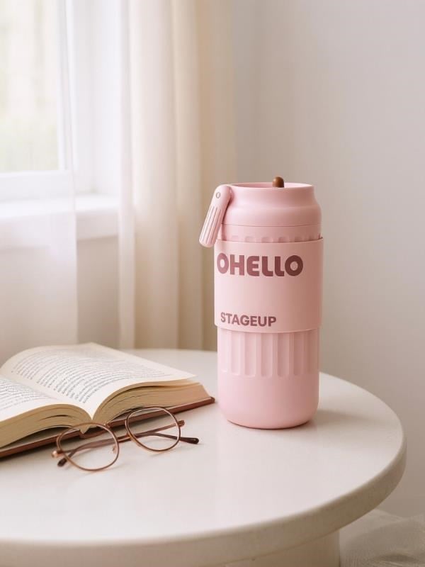 Shotay Fashion Çelik Termos Matara 460 ML Pembe - SHT-ST-8097