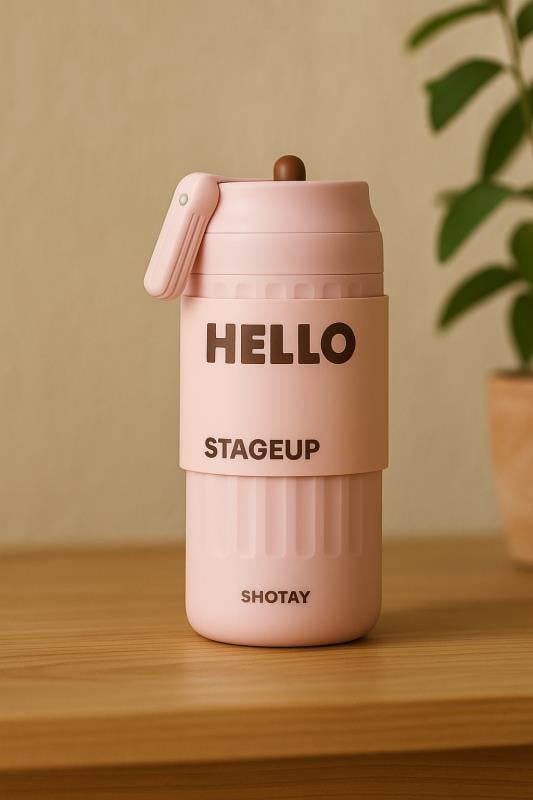 Shotay Fashion Çelik Termos Matara 460 ML Pembe - SHT-ST-8097