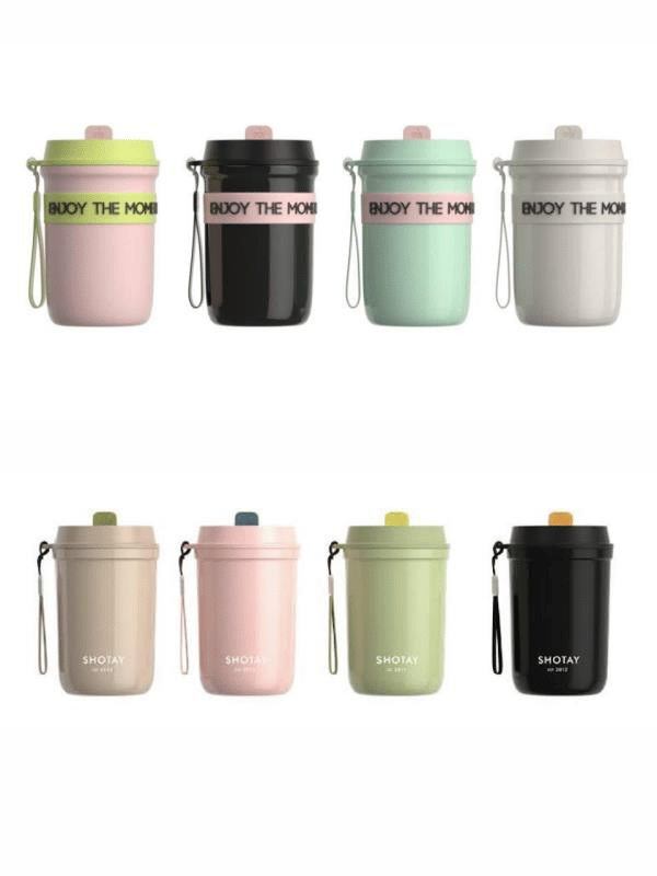 Shotay Strow Coffe Çelik Mug 410 ML Pembe Renk - SHT-ST-8136