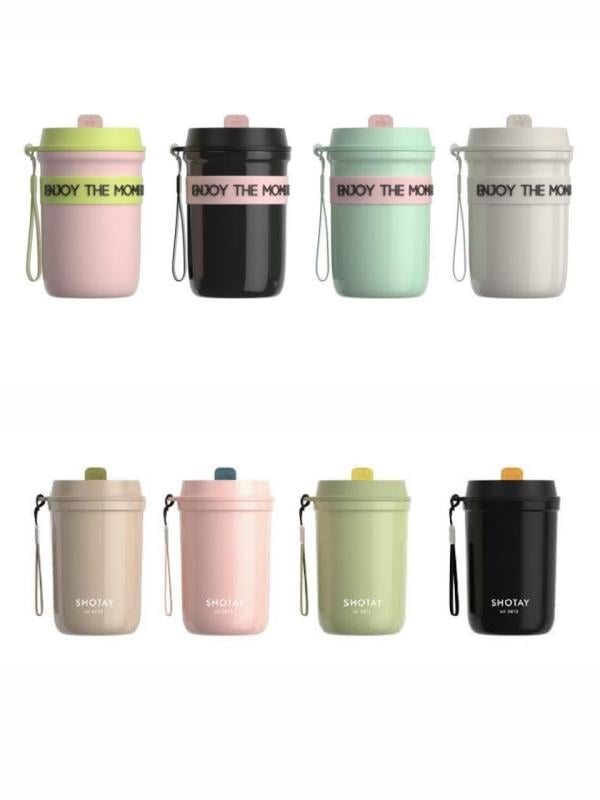 Shotay Strow Coffe Çelik Mug 410 ML Pembe Renk - SHT-ST-8136