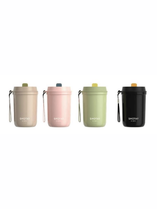 Shotay Strow Coffe Çelik Mug 410 ML Siyah Renk - SHT-ST-8136