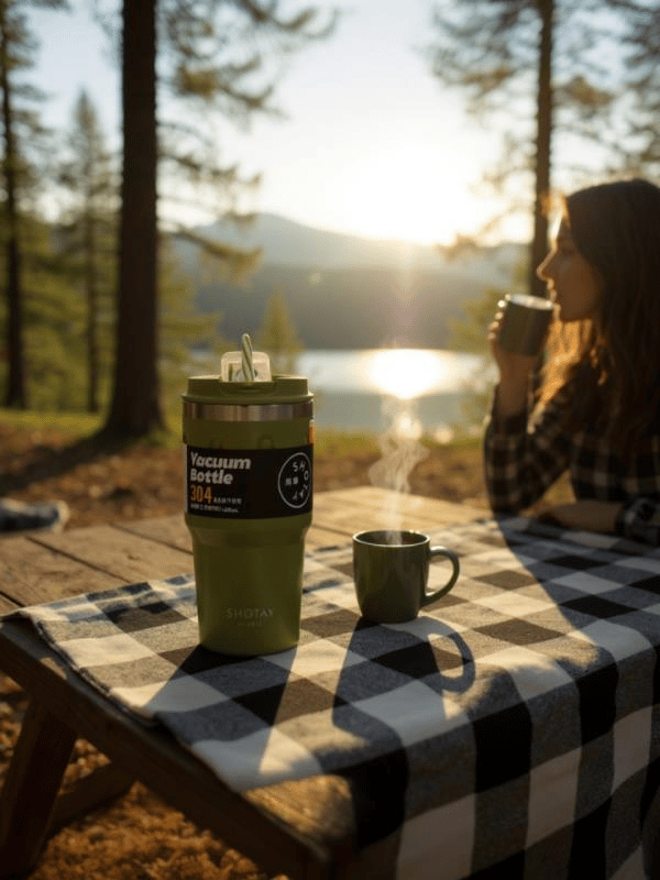 Shotay Termos MUG Matara 650ML Haki Yeşil Renk - SHT-ST-8163 