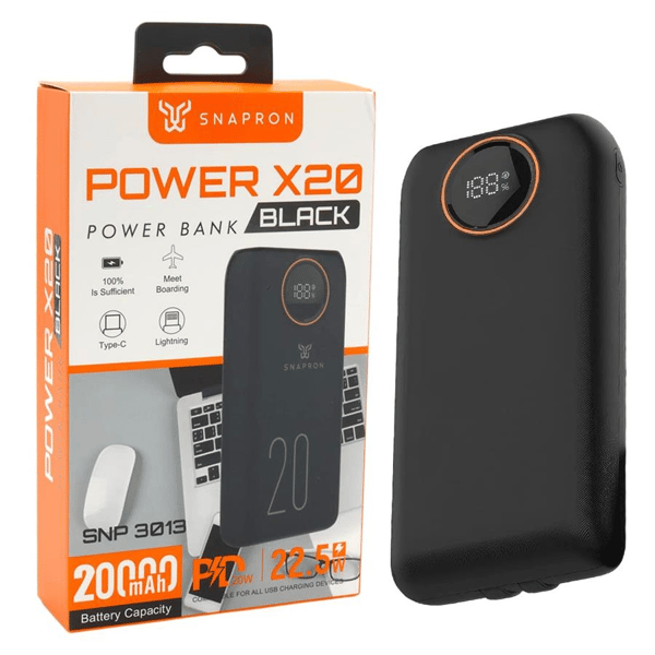 Snapron SNP-3013 20.000 Mah LCD Ekran Dahili Kablolu 22.5w Hızlı Şarj Powerbank