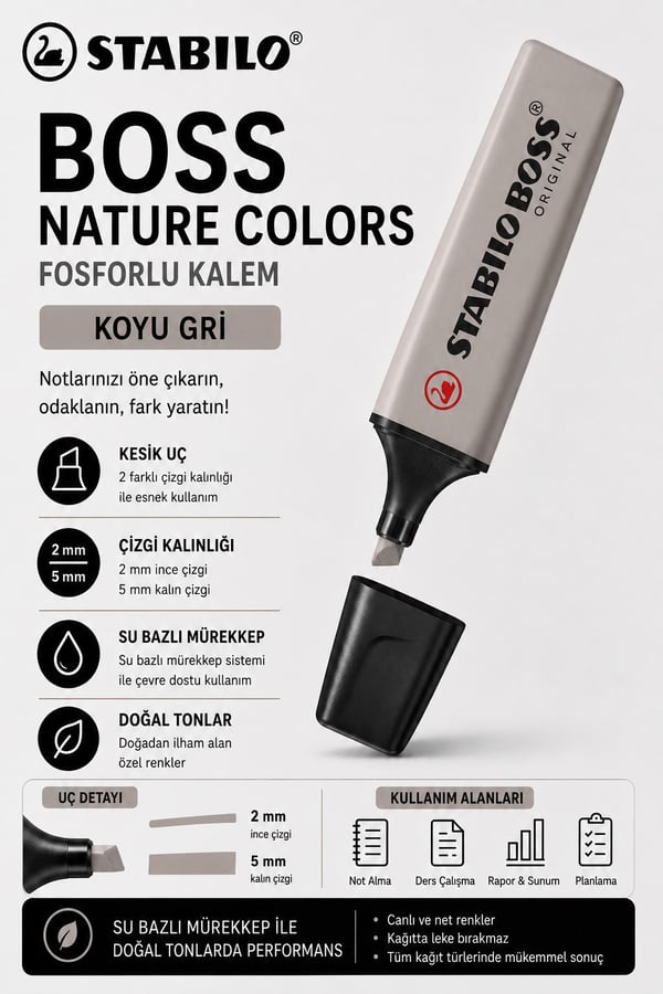 Stabilo Boss 70/193 Nature Colors - Koyu Gri
