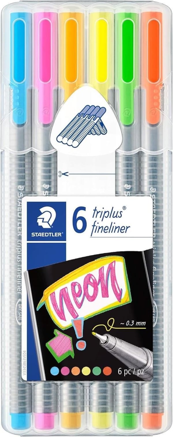 Staedtler 334 Sb6Cs3 Triplus Üçgen Fineliner Neon Renk 0.3 Mm 6'lı Set