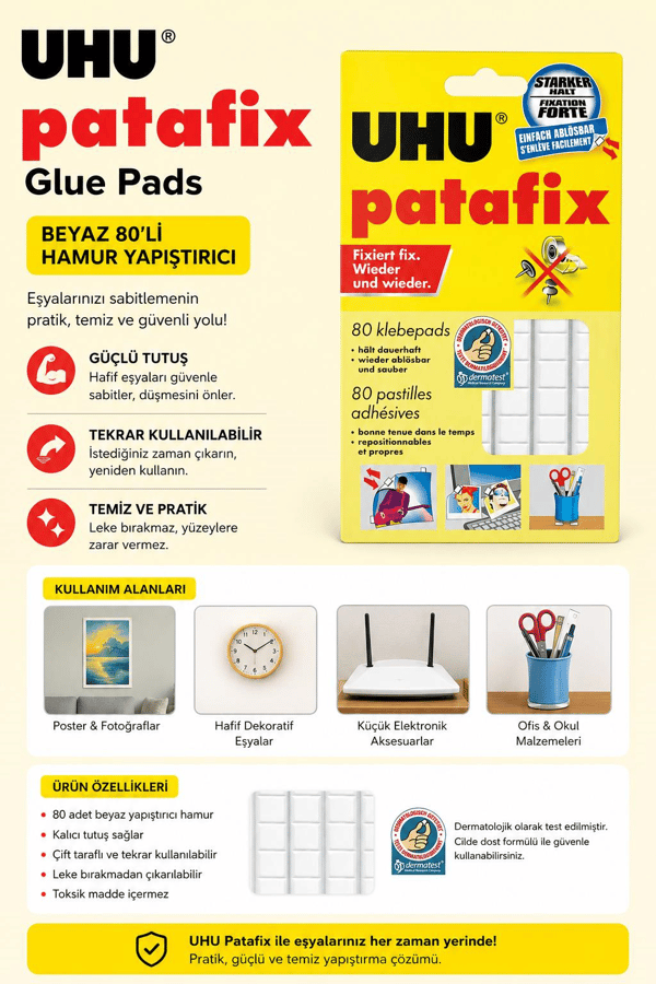 UHU Patafix Glue Pads Beyaz 80’li Hamur Yapıştırıcı