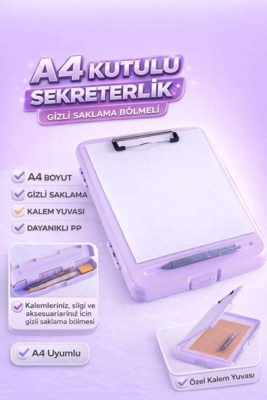 Umix A4 PP Kutulu Sekreterlik Kalemlikli Kapaklı Dosya – Mor – 51013838