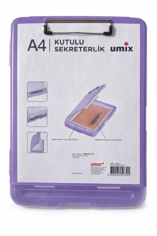 Umix A4 PP Kutulu Sekreterlik Kalemlikli Kapaklı Dosya – Mor – 51013838