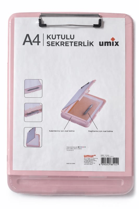 Umix A4 PP Kutulu Sekreterlik Kalemlikli Kapaklı Dosya – Pembe – 51013835