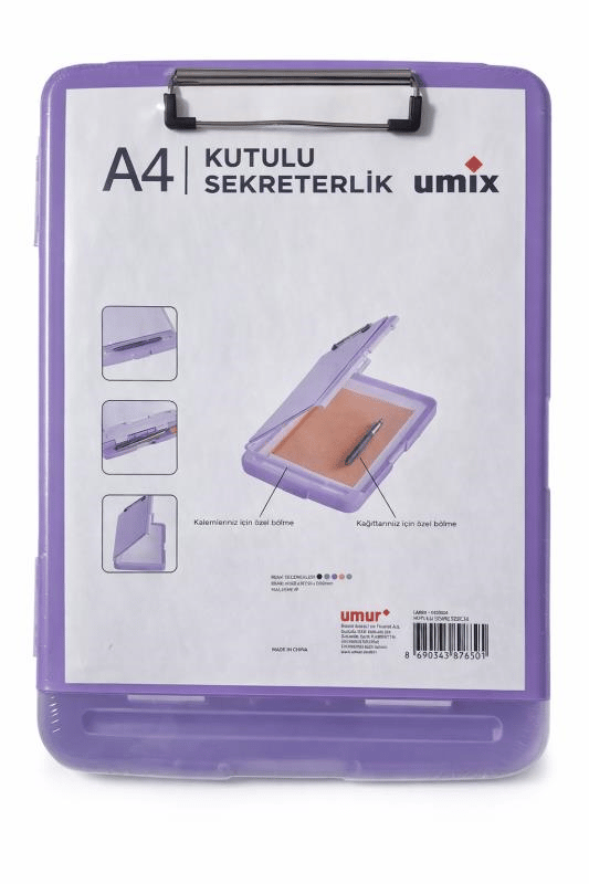 Umix A4 PP Kutulu Sekreterlik Kalemlikli Kapaklı Dosya – Mor – 51013838