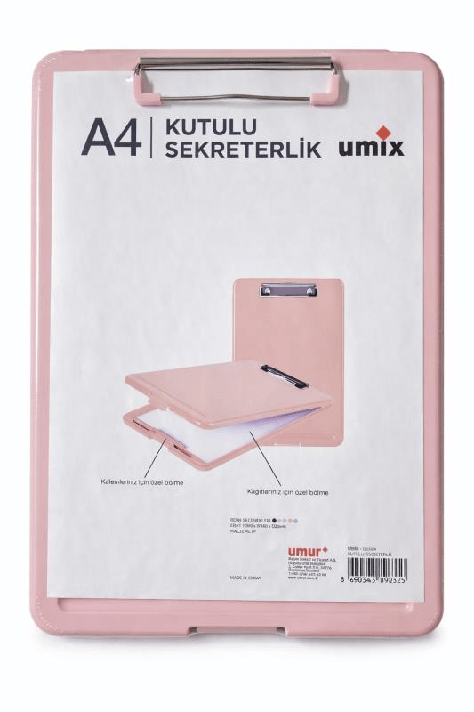 Umix A4 PP Kutulu Sekreterlik Pembe 51013839 | Kapaklı Evrak Taşıma Dosyası | Kalem Bölmeli