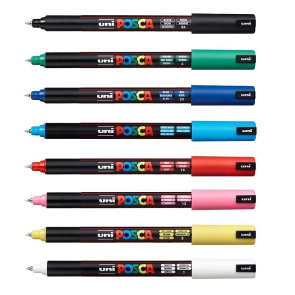 Uni POSCA 0.7 Su Bazlı Poster Markörü Ana Renk 8