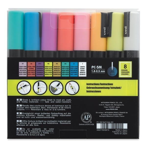 Uni Posca 1.8-2.5 Su Bazlı Poster Markörü Sotf Renk 8Li - PC-5M/8C SC Set