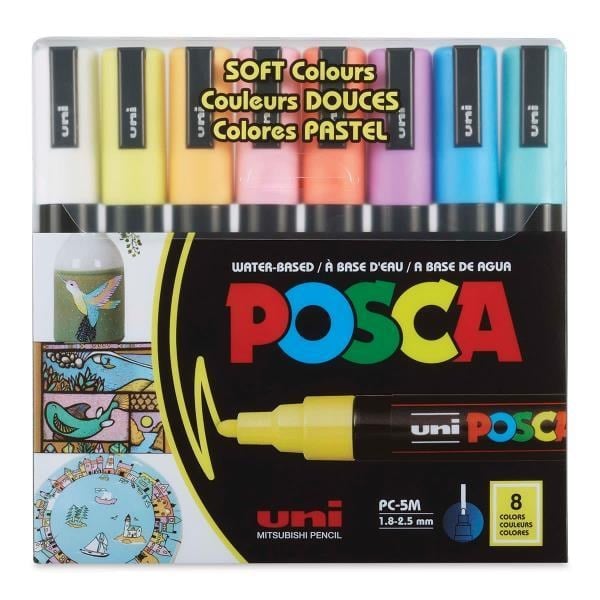 Uni Posca 1.8-2.5 Su Bazlı Poster Markörü Sotf Renk 8Li - PC-5M/8C SC Set
