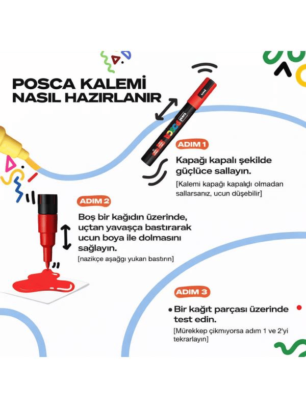 Uni Posca Su Bazlı Marker Seti PC-5M 1.8–2.5 mm – 16 Renk