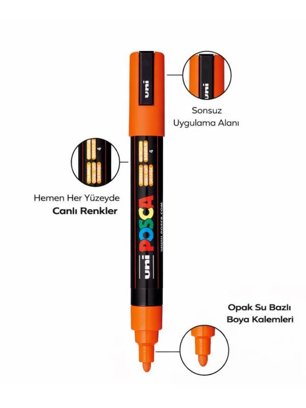 Uni Posca Su Bazlı Marker Seti PC-5M 1.8–2.5 mm – 16 Renk