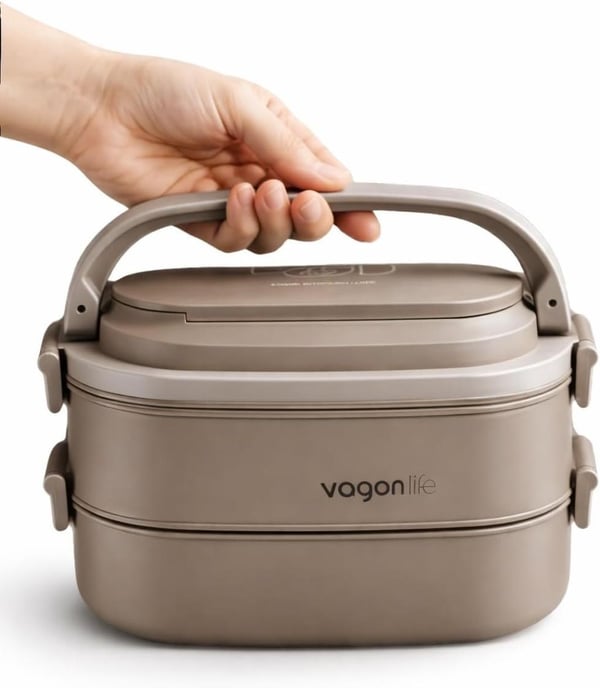 Vagon Life BL10403-2S Kahverengi 1400 ml 2 Katlı Paslanmaz Çelik Lunch Box Beslenme Kabı