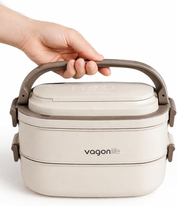 Vagon Life BL10403-2S Krem 1400 ml 2 Katlı Paslanmaz Çelik Lunch Box Beslenme Kabı