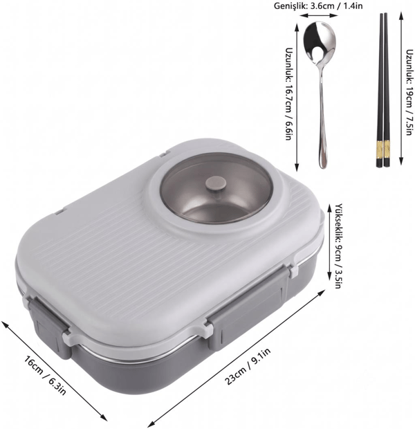 Vagon Life BL70100 Pembe 900 ml Çorba Kaseli 3 Bölmeli Paslanmaz Çelik Lunch Box Beslenme Kabı