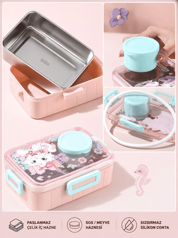 Vagon Life Cat Secret Sevimli Kedi Paslanmaz Çelik Lunch Box Beslenme Kutusu VGN-2637