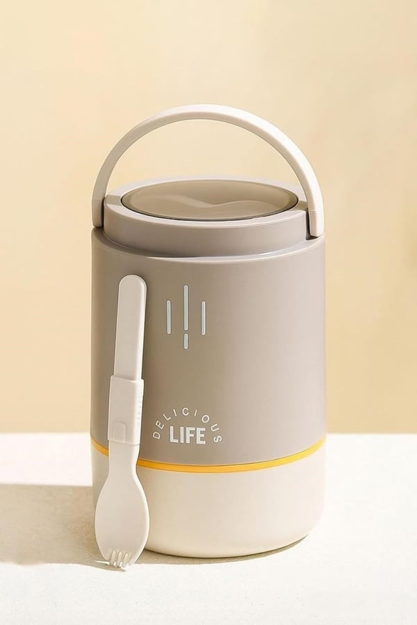 Vagon Life VGN-1266 Kahverengi 900 ml 3 Katlı Silindir Paslanmaz Çelik Yemek Kabı (Lunch Box)