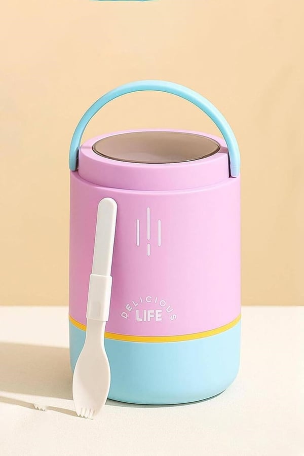 Vagon Life VGN-1266 Mor 900 ml 3 Katlı Silindir Paslanmaz Çelik Yemek Kabı (Lunch Box)