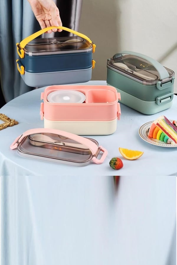 Vagon Life VGN-465 Yeşil 1500 ml Kapasiteli 3 Bölmeli Çorba Kaseli Lunch Box Beslenme Kabı