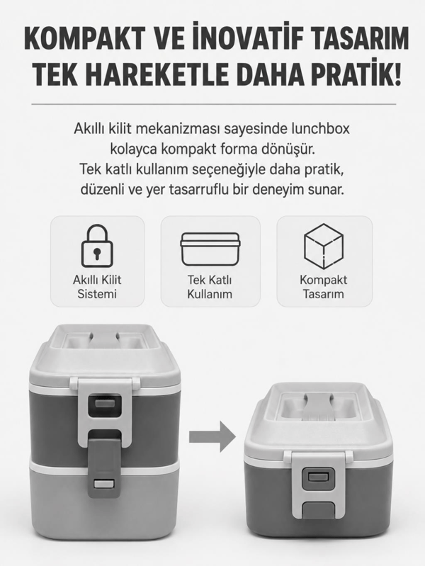 Vagon Life VGN-6744 Mavi 2000 ml 2 Katlı Paslanmaz Çelik Yemek Kabı (Lunch Box)
